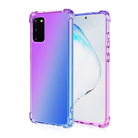 Silikon Hülle Handyhülle Ultra Dünn Schutzhülle Tasche Durchsichtig Transparent Farbverlauf G01 für Samsung Galaxy S20 5G Violett