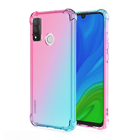 Silikon Hülle Handyhülle Ultra Dünn Schutzhülle Tasche Durchsichtig Transparent Farbverlauf H01 für Huawei P Smart (2020) Cyan