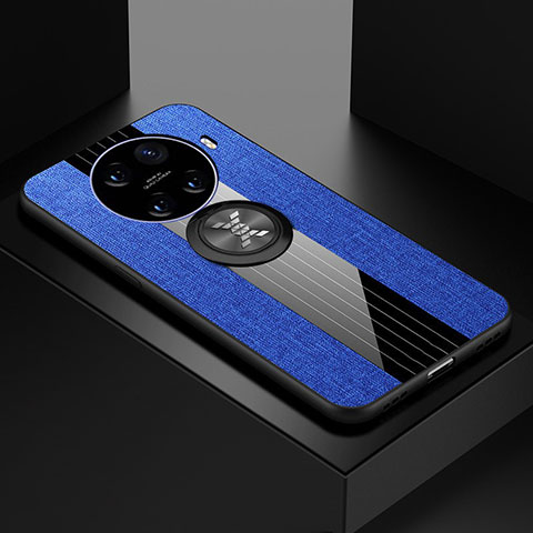 Silikon Hülle Handyhülle Ultra Dünn Schutzhülle Tasche Flexible mit Magnetisch Fingerring Ständer A01 für Oppo Ace2 Blau