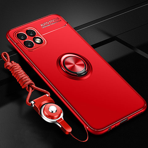 Silikon Hülle Handyhülle Ultra Dünn Schutzhülle Tasche Flexible mit Magnetisch Fingerring Ständer A02 für Oppo A73 5G Rot