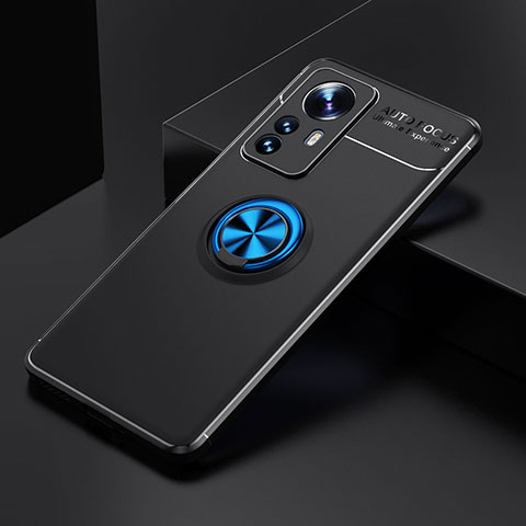 Silikon Hülle Handyhülle Ultra Dünn Schutzhülle Tasche Flexible mit Magnetisch Fingerring Ständer A04 für Xiaomi Mi 12 5G Blau und Schwarz