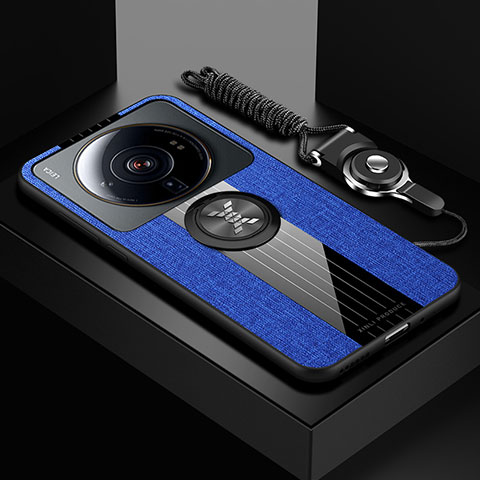 Silikon Hülle Handyhülle Ultra Dünn Schutzhülle Tasche Flexible mit Magnetisch Fingerring Ständer A04 für Xiaomi Mi 12S Ultra 5G Blau