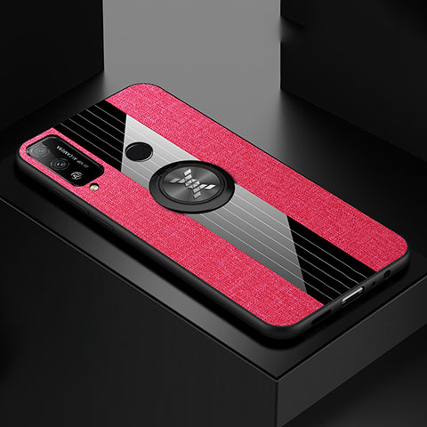 Silikon Hülle Handyhülle Ultra Dünn Schutzhülle Tasche Flexible mit Magnetisch Fingerring Ständer für Huawei Honor Play4T Pink