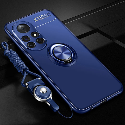 Silikon Hülle Handyhülle Ultra Dünn Schutzhülle Tasche Flexible mit Magnetisch Fingerring Ständer für Huawei Nova 8 Pro 5G Blau