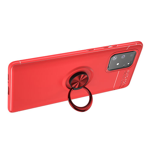 Silikon Hülle Handyhülle Ultra Dünn Schutzhülle Tasche Flexible mit Magnetisch Fingerring Ständer JM1 für Samsung Galaxy M80S Rot