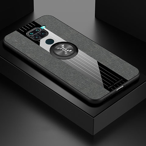 Silikon Hülle Handyhülle Ultra Dünn Schutzhülle Tasche Flexible mit Magnetisch Fingerring Ständer X01L für Xiaomi Redmi Note 9 Grau