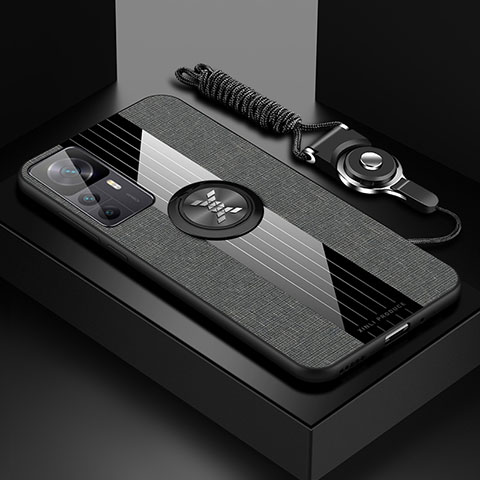 Silikon Hülle Handyhülle Ultra Dünn Schutzhülle Tasche Flexible mit Magnetisch Fingerring Ständer X03L für Xiaomi Mi 12T Pro 5G Grau