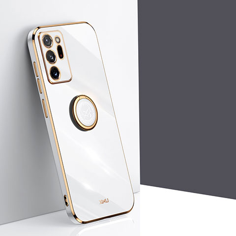 Silikon Hülle Handyhülle Ultra Dünn Schutzhülle Tasche Flexible mit Magnetisch Fingerring Ständer XL1 für Samsung Galaxy Note 20 Ultra 5G Weiß