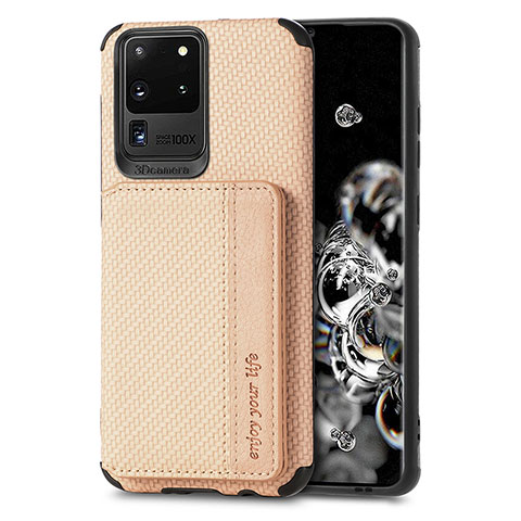 Silikon Hülle Handyhülle Ultra Dünn Schutzhülle Tasche Flexible mit Magnetisch S01D für Samsung Galaxy S20 Ultra Gold