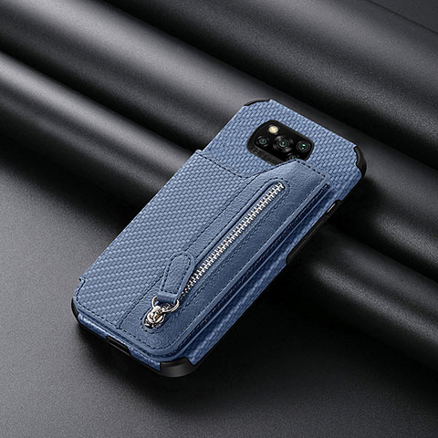 Silikon Hülle Handyhülle Ultra Dünn Schutzhülle Tasche Flexible mit Magnetisch S03D für Xiaomi Poco X3 Blau