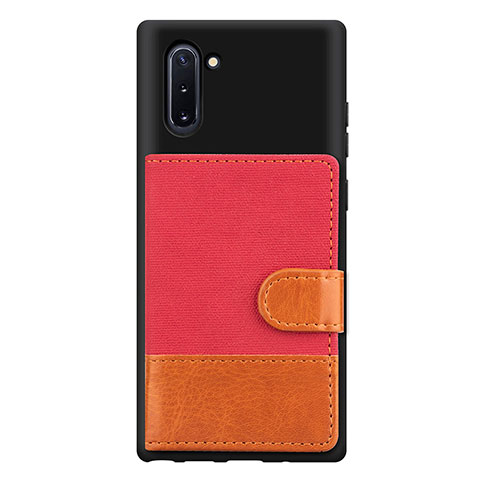 Silikon Hülle Handyhülle Ultra Dünn Schutzhülle Tasche Flexible mit Magnetisch S04D für Samsung Galaxy Note 10 5G Rot