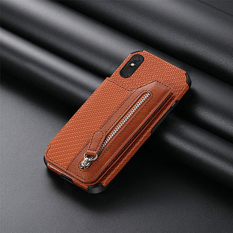 Silikon Hülle Handyhülle Ultra Dünn Schutzhülle Tasche Flexible mit Magnetisch S04D für Xiaomi Redmi 9AT Braun