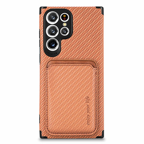 Silikon Hülle Handyhülle Ultra Dünn Schutzhülle Tasche Flexible mit Magnetisch S05D für Samsung Galaxy S22 Ultra 5G Orange