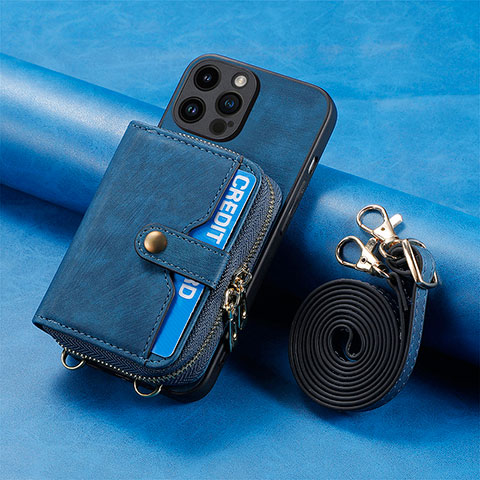 Silikon Hülle Handyhülle Ultra Dünn Schutzhülle Tasche Flexible mit Magnetisch S09D für Apple iPhone 13 Pro Blau