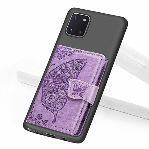 Silikon Hülle Handyhülle Ultra Dünn Schutzhülle Tasche Flexible mit Magnetisch S09D für Samsung Galaxy A81 Violett