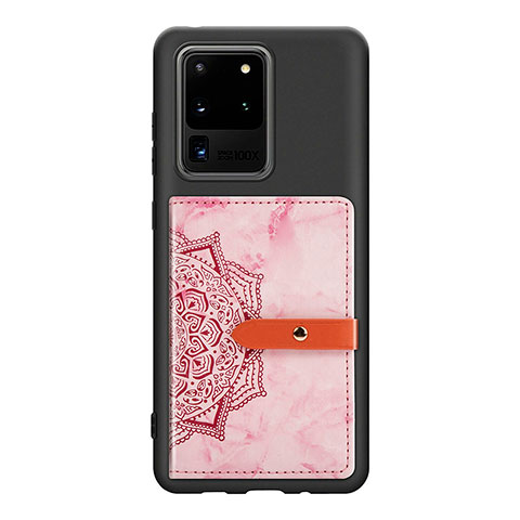 Silikon Hülle Handyhülle Ultra Dünn Schutzhülle Tasche Flexible mit Magnetisch S09D für Samsung Galaxy S20 Ultra 5G Rosa