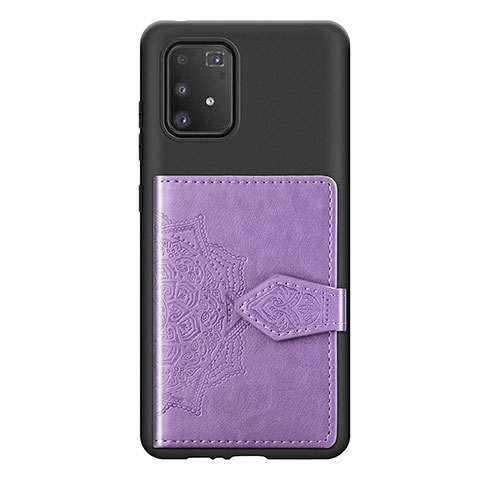 Silikon Hülle Handyhülle Ultra Dünn Schutzhülle Tasche Flexible mit Magnetisch S12D für Samsung Galaxy A91 Violett