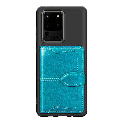 Silikon Hülle Handyhülle Ultra Dünn Schutzhülle Tasche Flexible mit Magnetisch S14D für Samsung Galaxy S20 Ultra 5G Cyan
