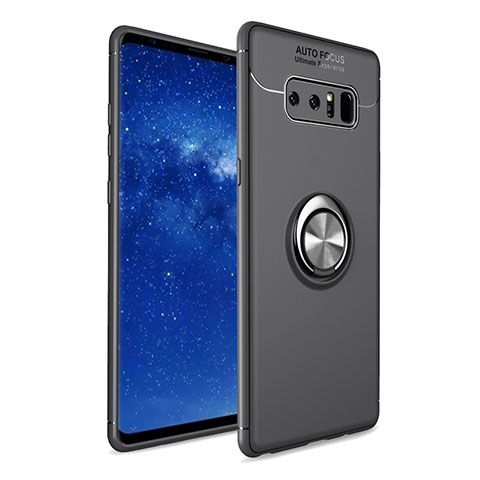 Silikon Hülle Handyhülle Ultra Dünn Schutzhülle Tasche Silikon mit Fingerring Ständer für Samsung Galaxy Note 8 Duos N950F Schwarz
