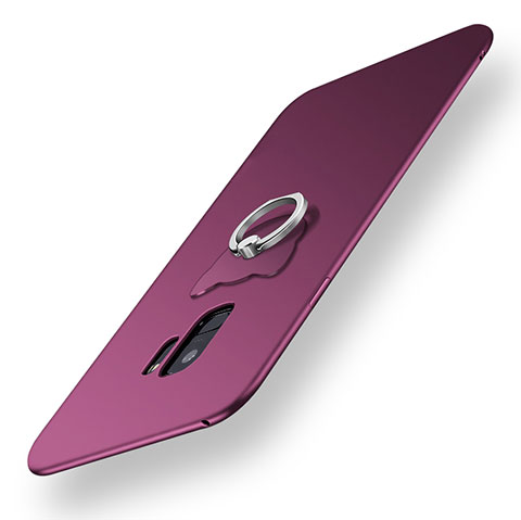 Silikon Hülle Handyhülle Ultra Dünn Schutzhülle Tasche Silikon mit Fingerring Ständer für Samsung Galaxy S9 Violett