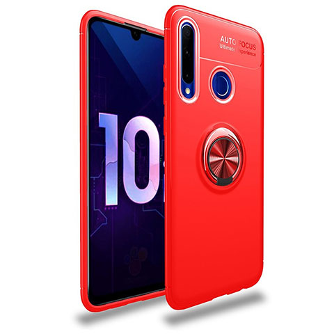 Silikon Hülle Handyhülle Ultra Dünn Schutzhülle Tasche Silikon mit Magnetisch Fingerring Ständer A01 für Huawei Honor 20 Lite Rot
