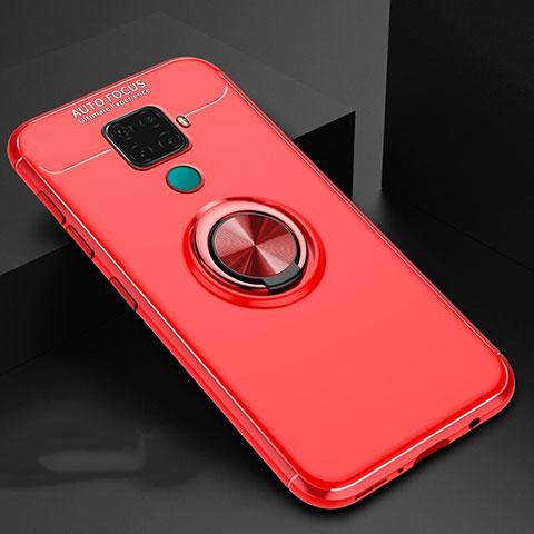 Silikon Hülle Handyhülle Ultra Dünn Schutzhülle Tasche Silikon mit Magnetisch Fingerring Ständer A01 für Huawei Mate 30 Lite Rot