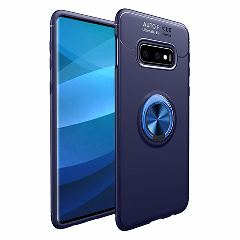 Silikon Hülle Handyhülle Ultra Dünn Schutzhülle Tasche Silikon mit Magnetisch Fingerring Ständer A01 für Samsung Galaxy S10 5G Blau
