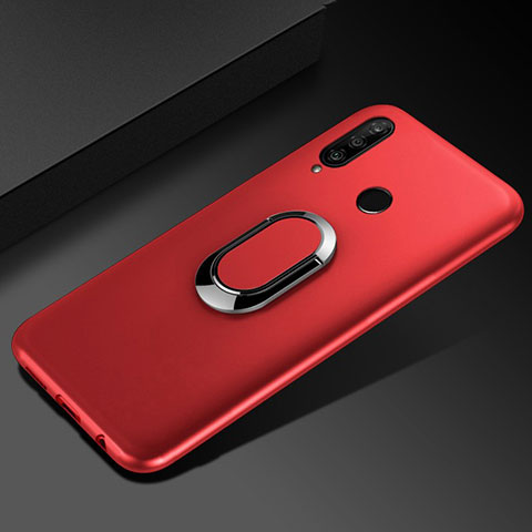 Silikon Hülle Handyhülle Ultra Dünn Schutzhülle Tasche Silikon mit Magnetisch Fingerring Ständer für Huawei Honor 20 Lite Rot