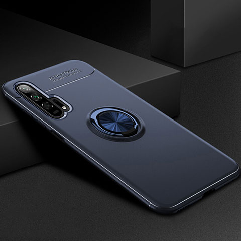 Silikon Hülle Handyhülle Ultra Dünn Schutzhülle Tasche Silikon mit Magnetisch Fingerring Ständer für Huawei Honor 20 Pro Blau