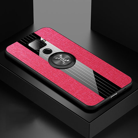 Silikon Hülle Handyhülle Ultra Dünn Schutzhülle Tasche Silikon mit Magnetisch Fingerring Ständer für Huawei Mate 30 Lite Pink