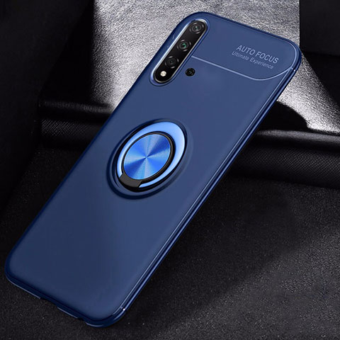 Silikon Hülle Handyhülle Ultra Dünn Schutzhülle Tasche Silikon mit Magnetisch Fingerring Ständer für Huawei Nova 5 Blau