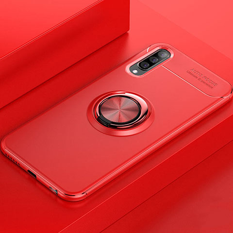 Silikon Hülle Handyhülle Ultra Dünn Schutzhülle Tasche Silikon mit Magnetisch Fingerring Ständer für Samsung Galaxy A70 Rot
