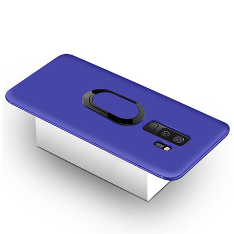 Silikon Hülle Handyhülle Ultra Dünn Schutzhülle Tasche Silikon mit Magnetisch Fingerring Ständer für Samsung Galaxy S9 Plus Blau