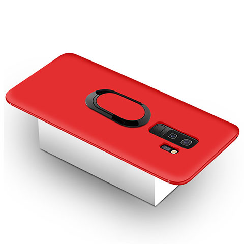 Silikon Hülle Handyhülle Ultra Dünn Schutzhülle Tasche Silikon mit Magnetisch Fingerring Ständer für Samsung Galaxy S9 Plus Rot
