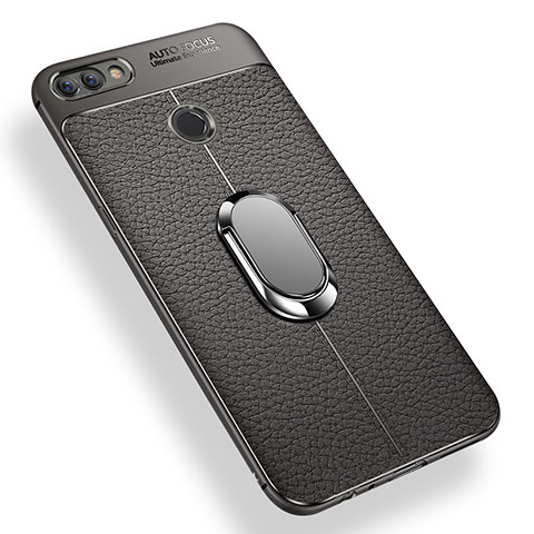 Silikon Hülle Handyhülle Ultra Dünn Schutzhülle Tasche Silikon mit Magnetisch Fingerring Ständer für Xiaomi Mi 8 Lite Grau