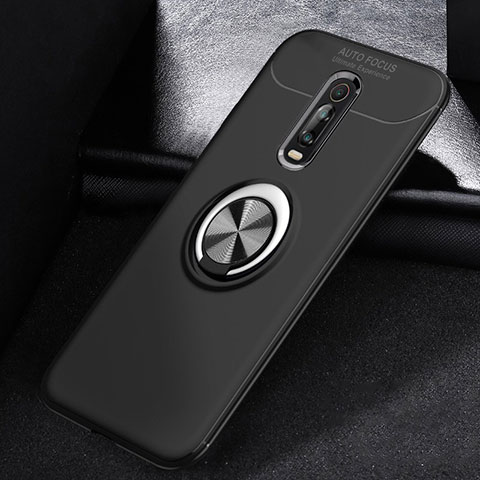 Silikon Hülle Handyhülle Ultra Dünn Schutzhülle Tasche Silikon mit Magnetisch Fingerring Ständer für Xiaomi Redmi K20 Schwarz