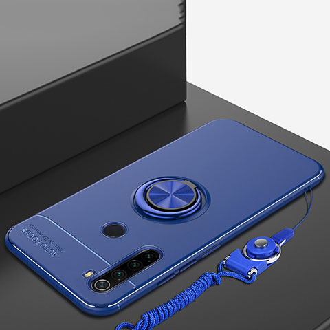 Silikon Hülle Handyhülle Ultra Dünn Schutzhülle Tasche Silikon mit Magnetisch Fingerring Ständer für Xiaomi Redmi Note 8 Blau