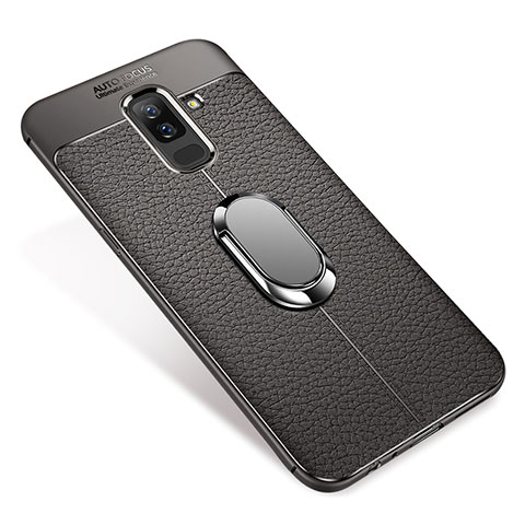 Silikon Hülle Handyhülle Ultra Dünn Schutzhülle Tasche Silikon mit Magnetisch Fingerring Ständer S01 für Samsung Galaxy A9 Star Lite Grau