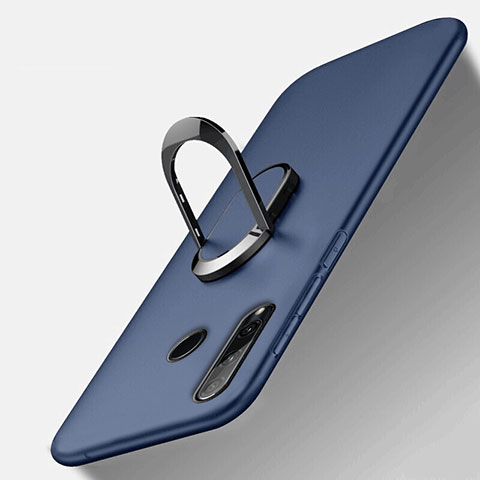Silikon Hülle Handyhülle Ultra Dünn Schutzhülle Tasche Silikon mit Magnetisch Fingerring Ständer T01 für Huawei Honor 20i Blau
