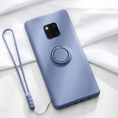Silikon Hülle Handyhülle Ultra Dünn Schutzhülle Tasche Silikon mit Magnetisch Fingerring Ständer T01 für Huawei Mate 20 Pro Violett
