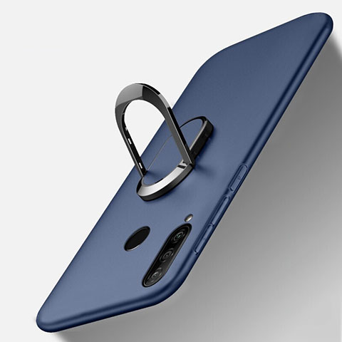 Silikon Hülle Handyhülle Ultra Dünn Schutzhülle Tasche Silikon mit Magnetisch Fingerring Ständer T01 für Huawei Nova 4e Blau
