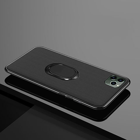 Silikon Hülle Handyhülle Ultra Dünn Schutzhülle Tasche Silikon mit Magnetisch Fingerring Ständer T04 für Apple iPhone 11 Pro Schwarz