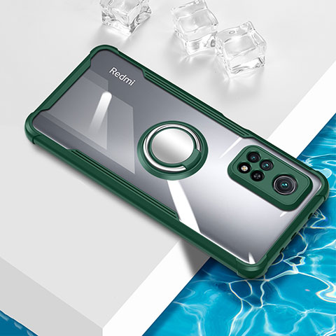 Silikon Hülle Handyhülle Ultradünn Schutzhülle Flexible Tasche Durchsichtig Transparent mit Magnetisch Fingerring Ständer BH1 für Xiaomi Mi 10T Pro 5G Grün