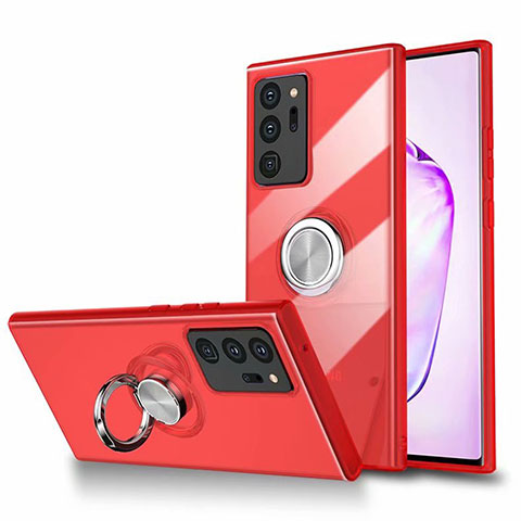Silikon Hülle Handyhülle Ultradünn Schutzhülle Flexible Tasche Durchsichtig Transparent mit Magnetisch Fingerring Ständer N02 für Samsung Galaxy Note 20 Ultra 5G Rot