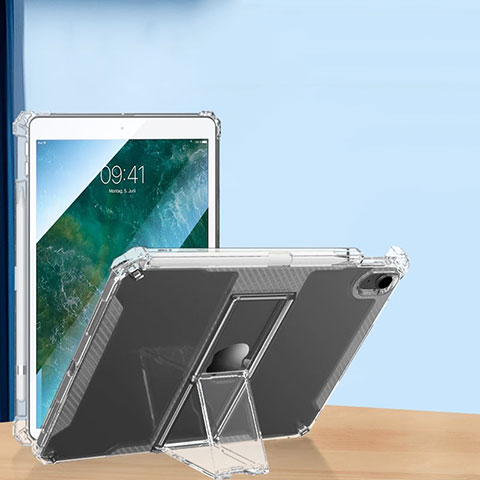 Silikon Hülle Handyhülle Ultradünn Schutzhülle Flexible Tasche Durchsichtig Transparent mit Ständer S01 für Apple iPad Pro 10.5 Klar