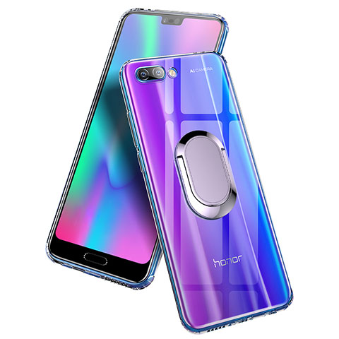 Silikon Hülle Handyhülle Ultradünn Tasche Durchsichtig Transparent mit Fingerring Ständer für Huawei Honor 10 Klar