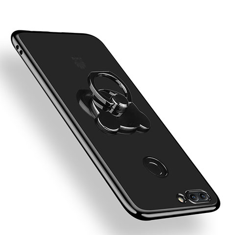 Silikon Hülle Handyhülle Ultradünn Tasche Durchsichtig Transparent mit Fingerring Ständer für Huawei Y9 (2018) Klar