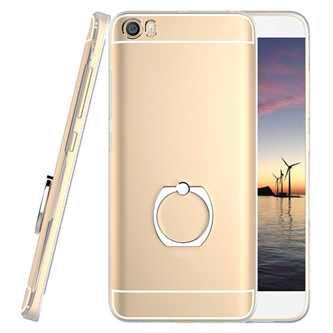 Silikon Hülle Handyhülle Ultradünn Tasche Durchsichtig Transparent mit Fingerring Ständer für Xiaomi Mi 5 Gold