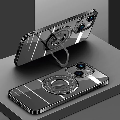Silikon Hülle Handyhülle Ultradünn Tasche mit Mag-Safe Magnetic Magnetisch Durchsichtig Transparent AC1 für Apple iPhone 14 Schwarz