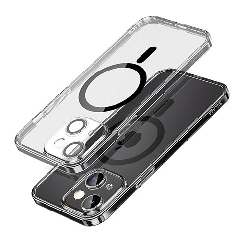 Silikon Hülle Handyhülle Ultradünn Tasche mit Mag-Safe Magnetic Magnetisch Durchsichtig Transparent LD1 für Apple iPhone 13 Schwarz